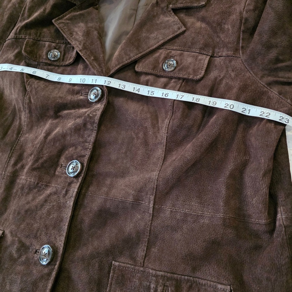 d&co denim & company brown suede pockets button front blazer jacket women XL - Picture 5 of 10